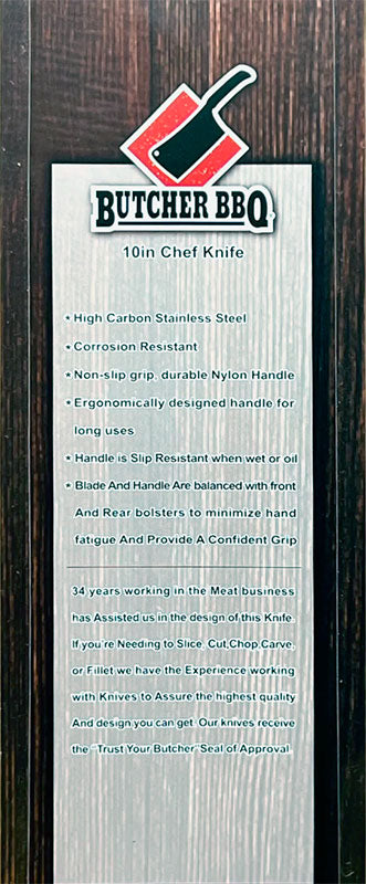 10 Inch Chef Knife – Butcher BBQ Chef Knife - Back